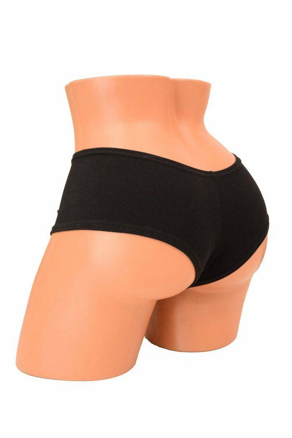 Black Soft Knit Cheeky Booty Shorts - 1