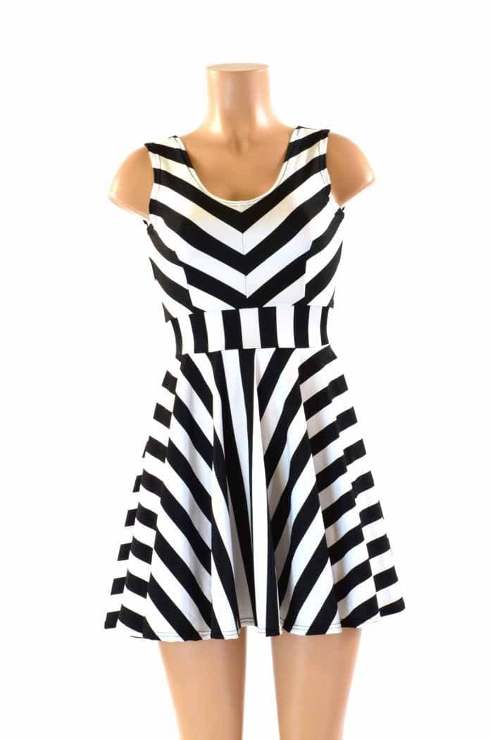 black and white striped skater dress Black And White Halter Skater Dress Black / 10