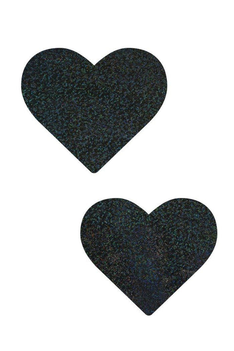 Black Holographic Heart Pasties - Coquetry Clothing