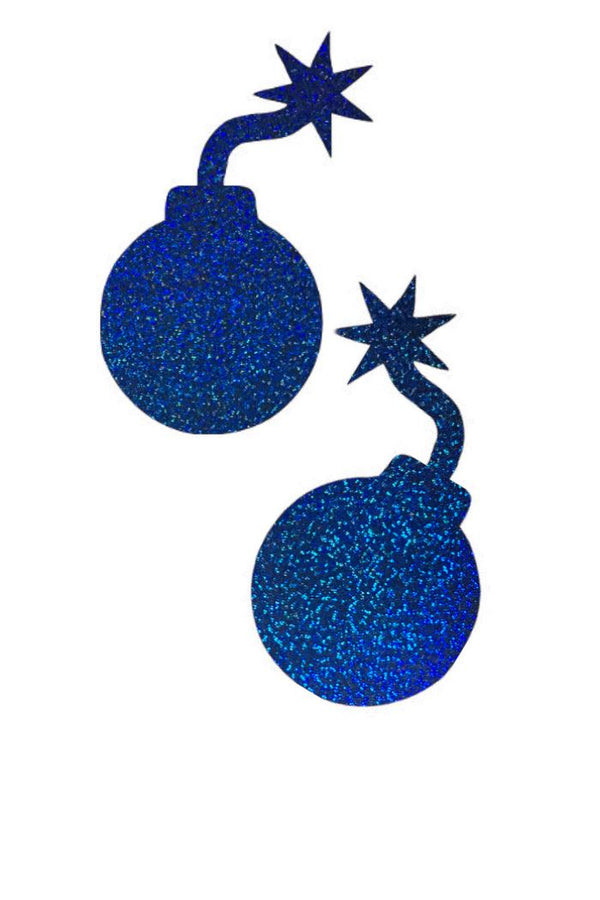 Blue Sparkly Jewel Bomb Pasties - 1