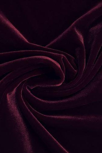 French (Burgundy) 4 WAY Spandex Stretch Velvet Fabric By The Yard// Smooth  Back