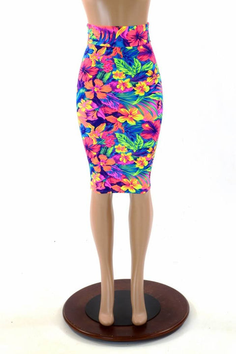 27" Tahitian Floral Pencil Skirt - Coquetry Clothing