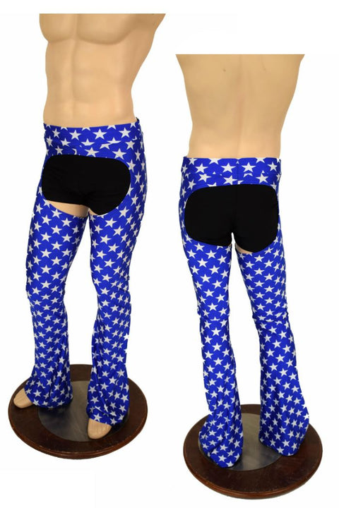 Mens Blue & White Star Bootcut Chaps - Coquetry Clothing