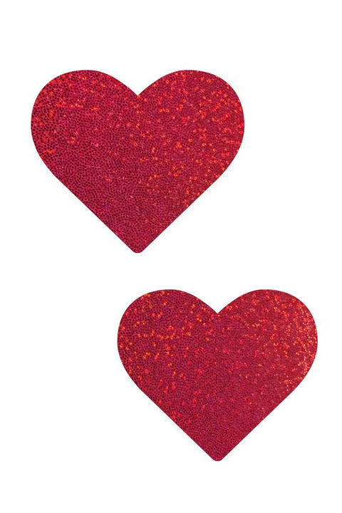 Red Sparkly Jewel Heart Pasties - Coquetry Clothing