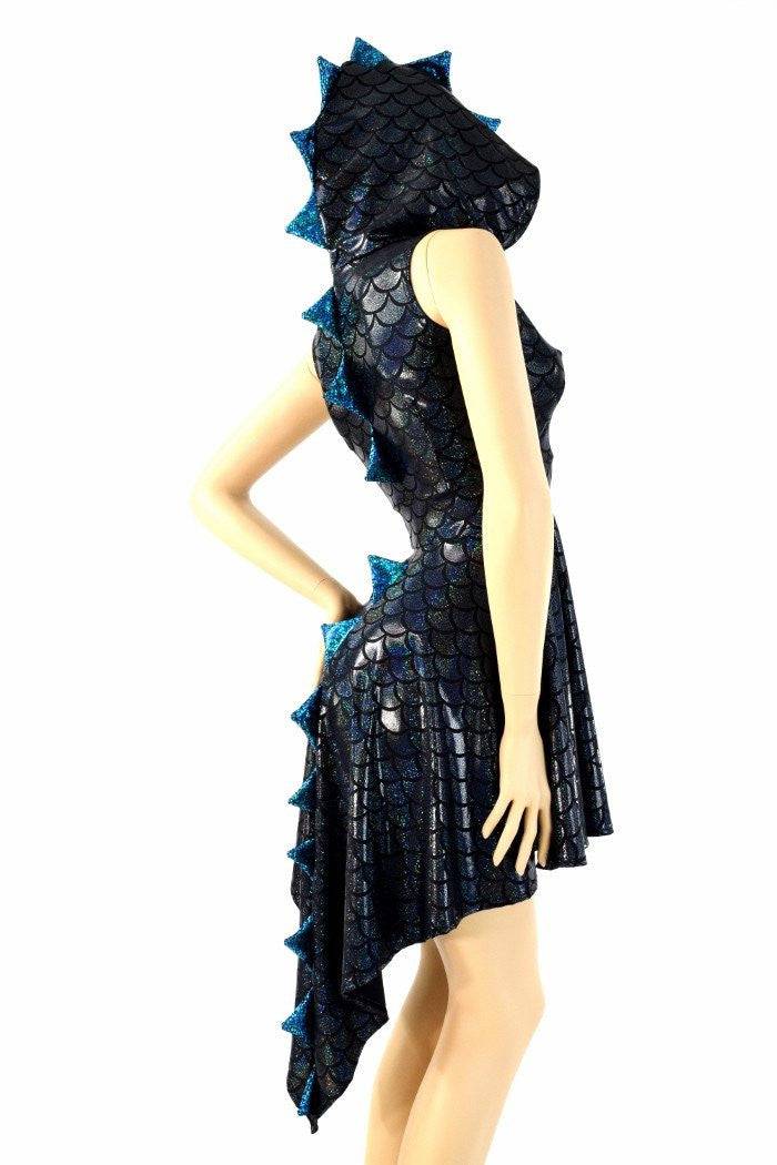 Black Dragon Hoodie Skater Dress - Coquetry Clothing 2XL / Black Dragon Scale Black Dragon Hoodie Skater Dress - Coquetry Clothing 2XL / Black Dragon Scale