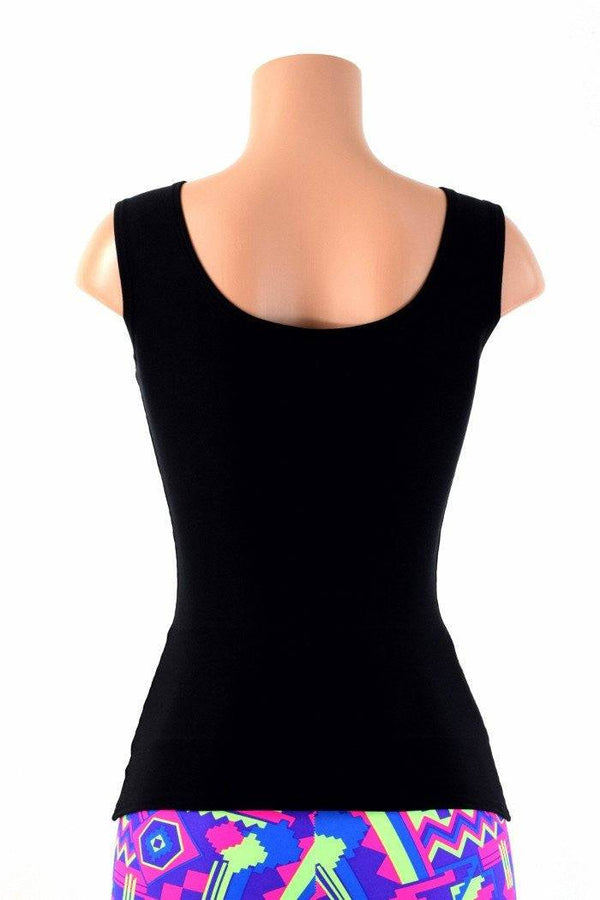 Full Length Scoop Neck Black Zen Top - 2