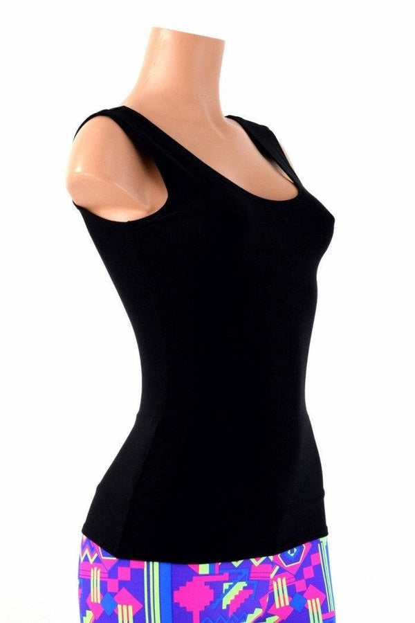 Full Length Scoop Neck Black Zen Top - 3