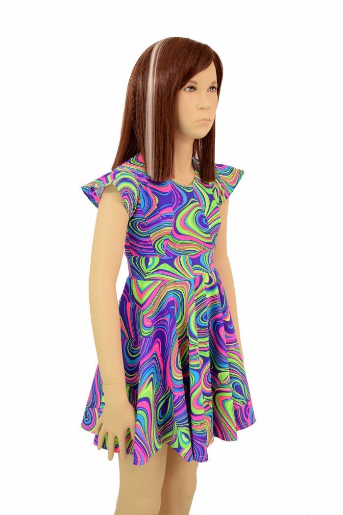 Girls Neon Glow Worm Skater Dress - Coquetry Clothing 10 Girls Neon Glow Worm Skater Dress - Coquetry Clothing 10