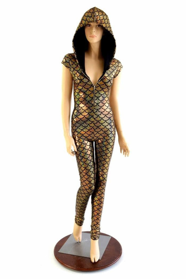 Gold Dragon Zipper Front Catsuit - 1