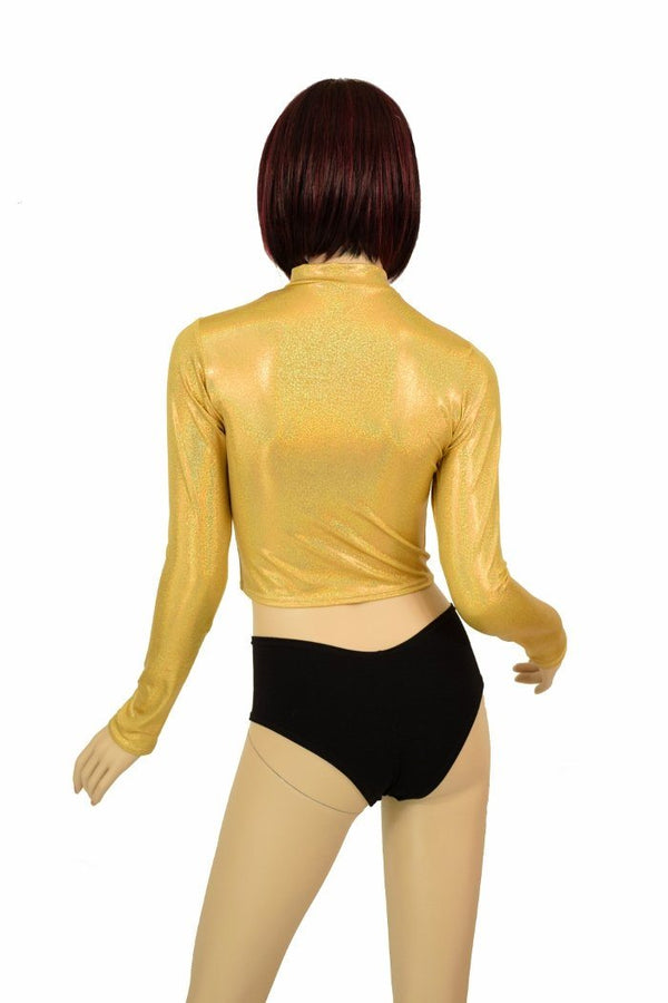 Gold Zippered Crop Top - 3