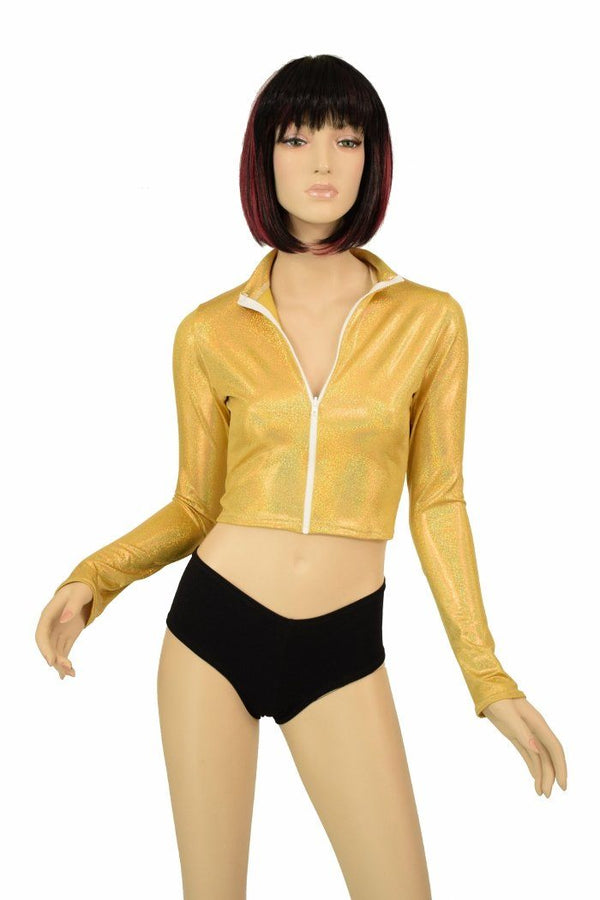Gold Zippered Crop Top - 5