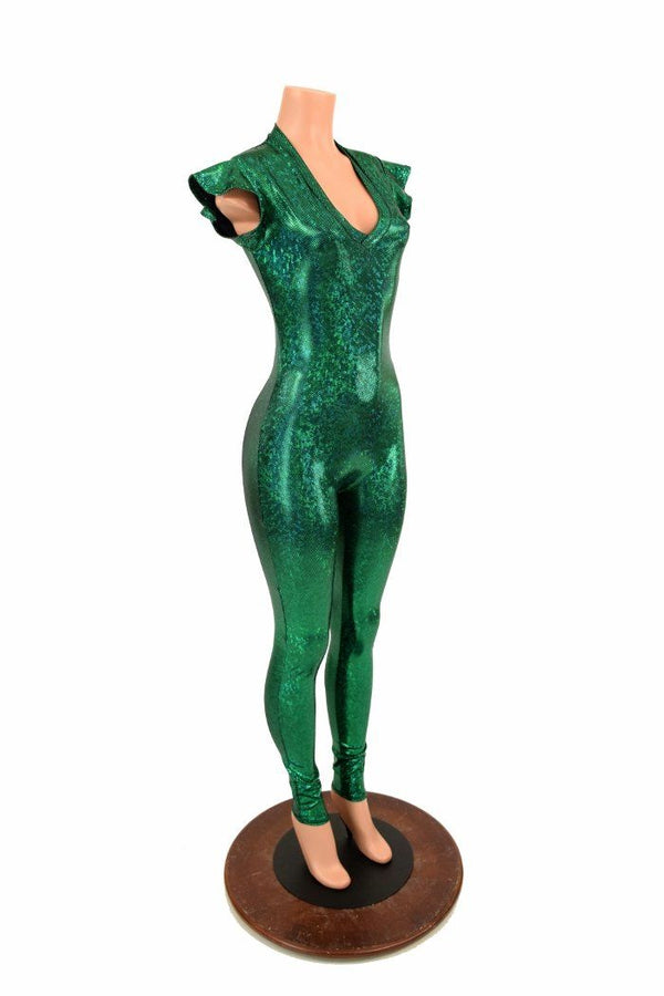 Green Kaleidoscope Flip Sleeve V Neck Catsuit - 1