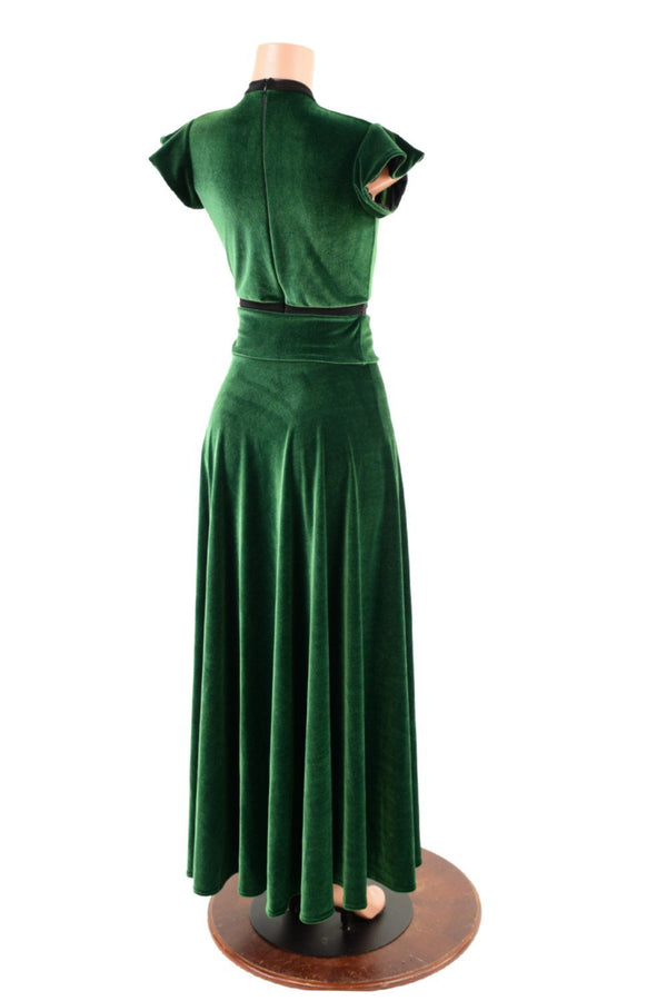 Green Velvet Romper & Break Away Skirt Set - 8