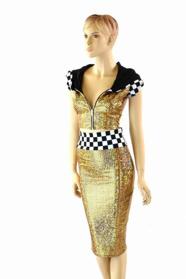 Grid Girl Pencil Skirt Set - 1