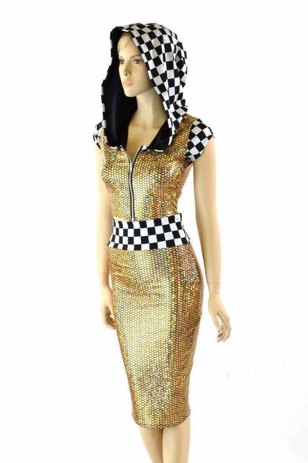 Grid Girl Pencil Skirt Set - 2