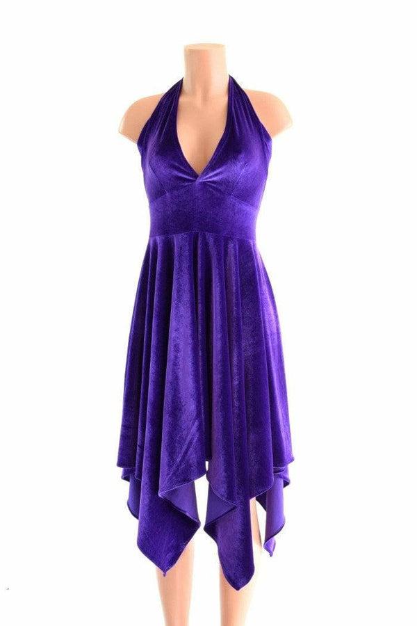 Handkerchief Hemline Halter Dress - 1