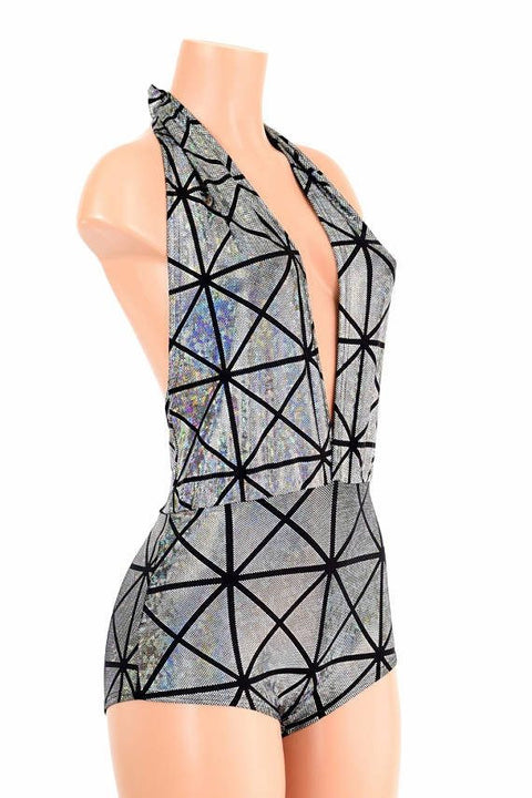 "Josie" Romper in Silver Cracked Tile - Coquetry Clothing