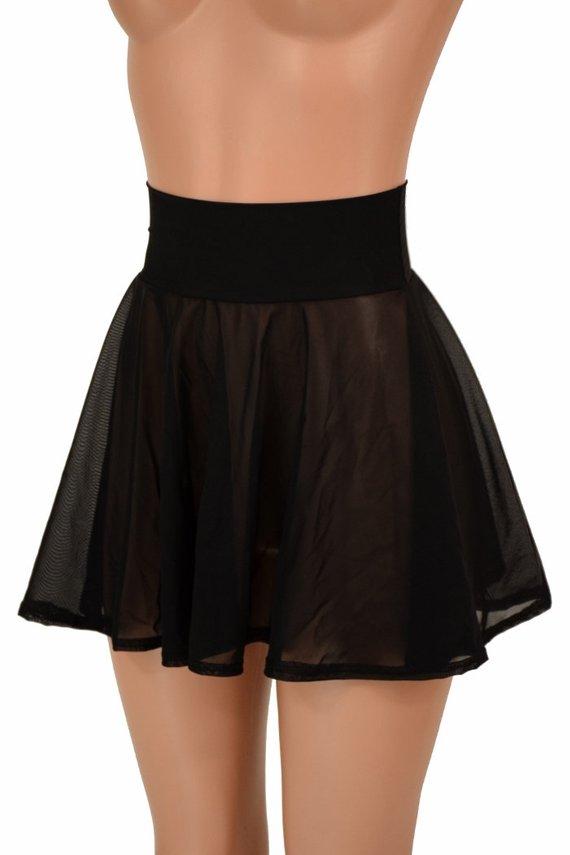 Black Mesh Mini Rave Skirt