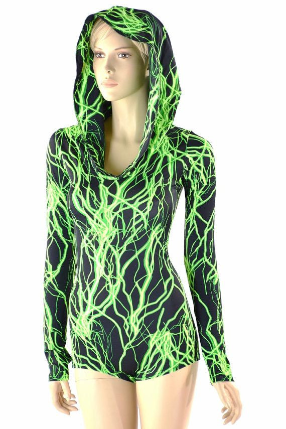 UV  Green Lightning Print Fabric - 3