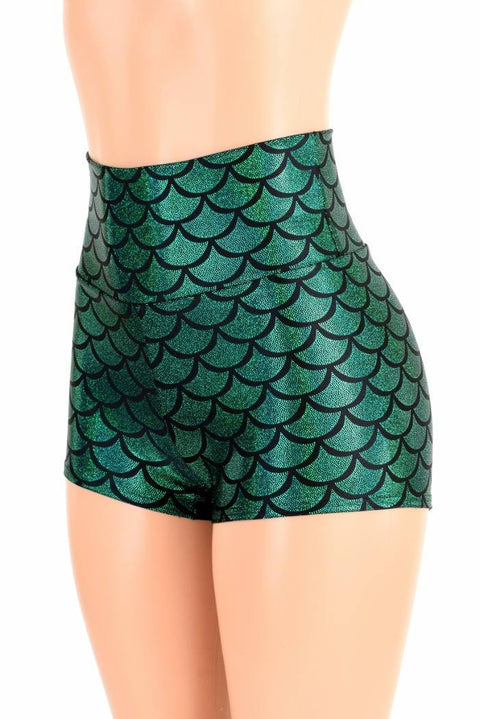 Green Mermaid High Waist Shorts - Coquetry Clothing