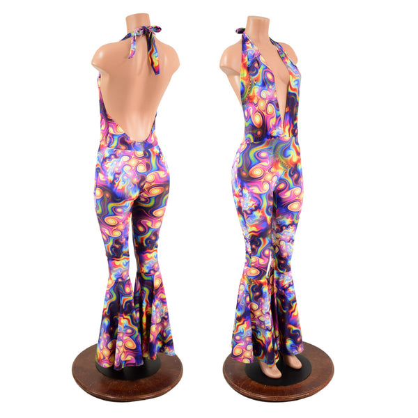 Josie Halter Bell Bottom Flare Catsuit - 1