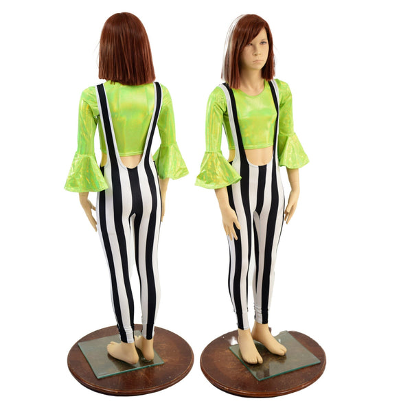 Kids Suspender Leggings and Trumpet Sleeve Crop Set - 1