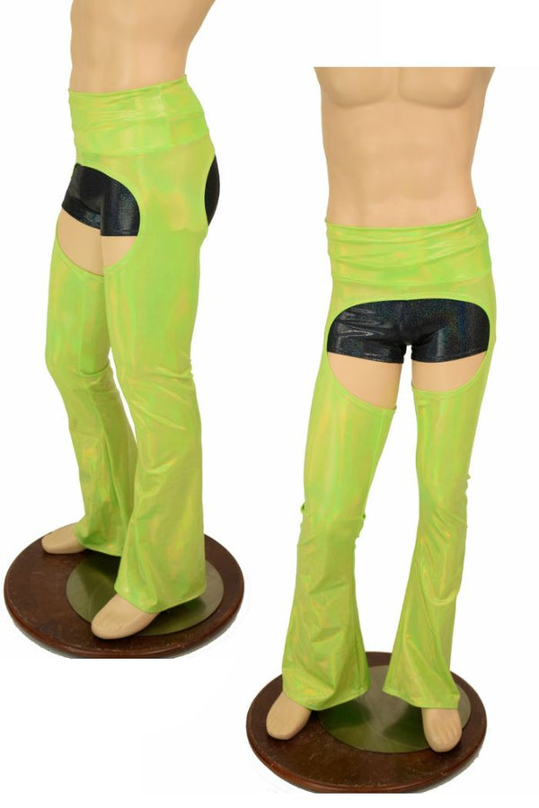 Mens Lime UV GLOW Bootcut Chaps - 1