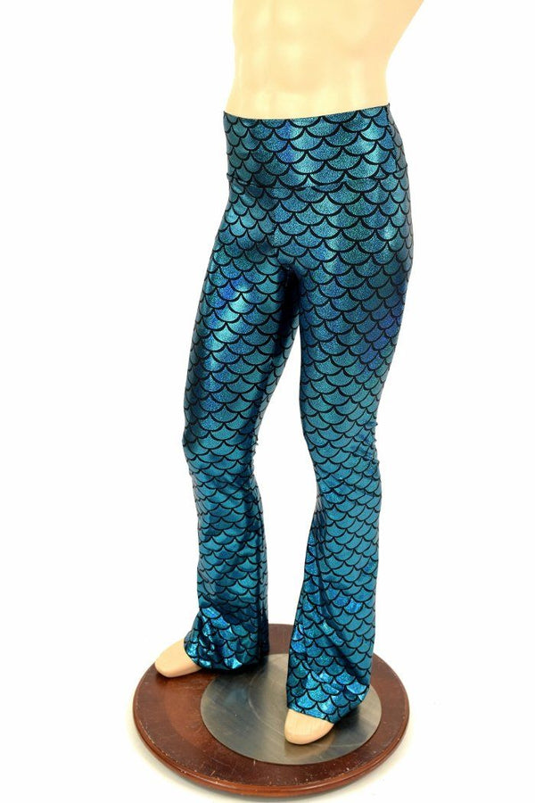 Mens Turquoise Dragon Bootcut Leggings - 1