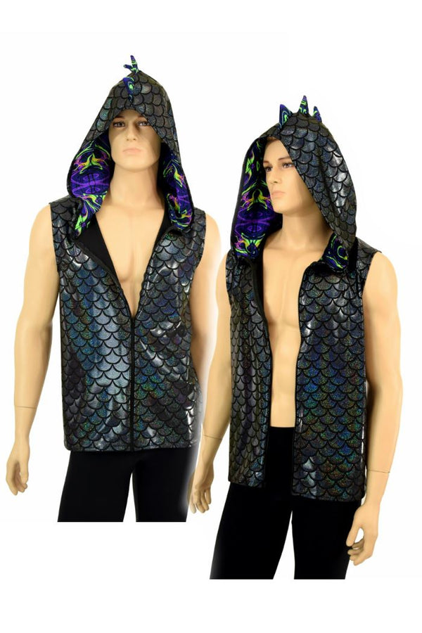Mens Zipper Front Dragon Hoodie - 1