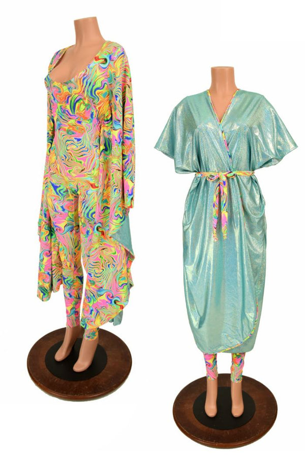 Neon Flux and Seafoam Batwing Catsuit - 1