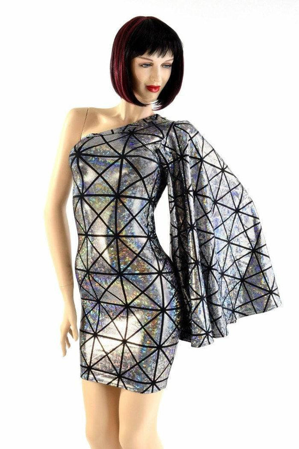 One Shoulder Fan Sleeve Dress - 1