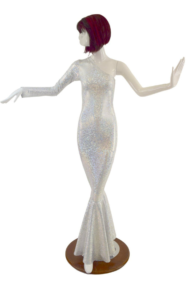 One Shoulder Wiggle Gown with Fishtail Hemline - 1