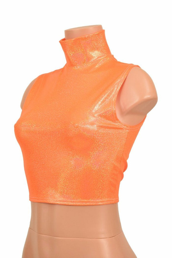 Orange Sparkly Crop Top - 1