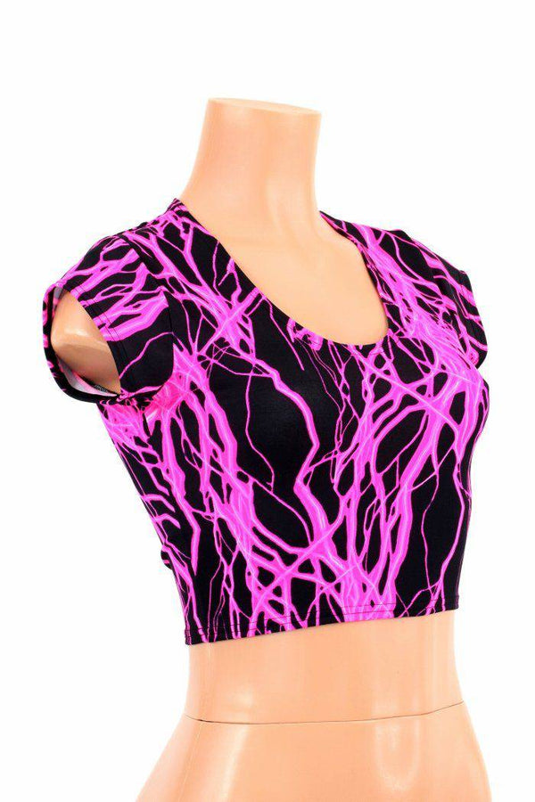 Pink Lightning Cap Sleeve Crop - 1