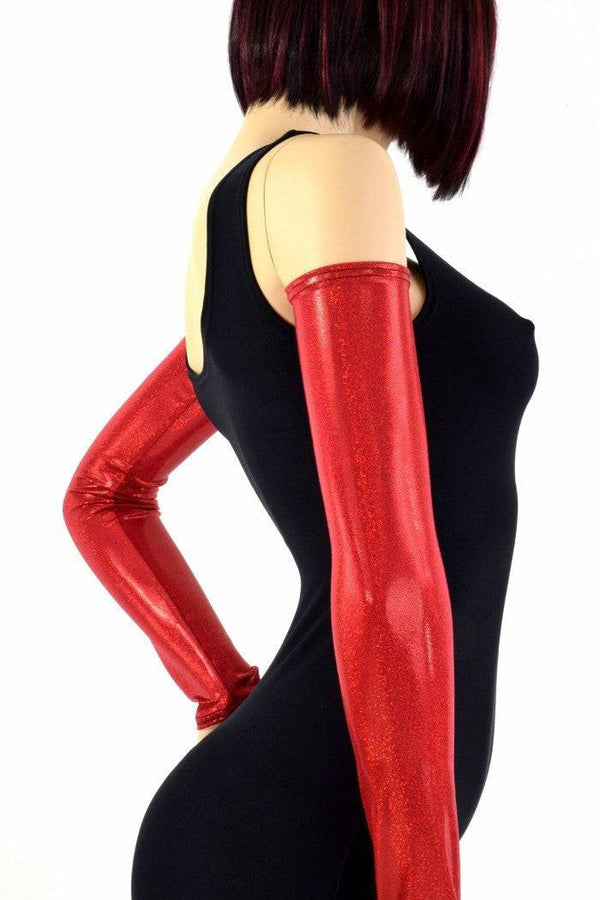 Red Sparkly Jewel Arm Warmer Sleeves - 2
