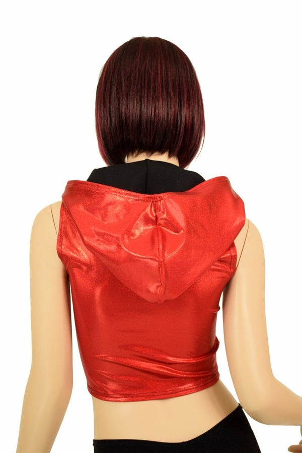 Red Zipper Crop Hoodie - 5
