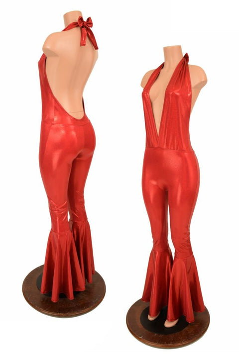 "Josie" Halter Bell Bottom Flare Catsuit - Coquetry Clothing
