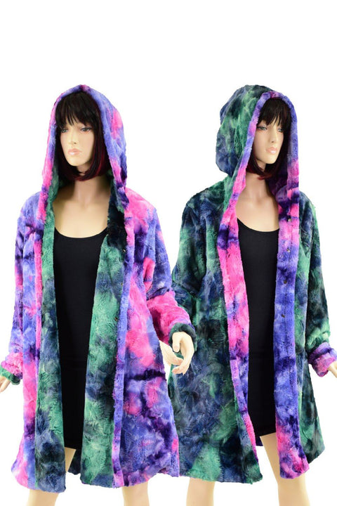 Double Minky Reversible A Line Coat - Coquetry Clothing