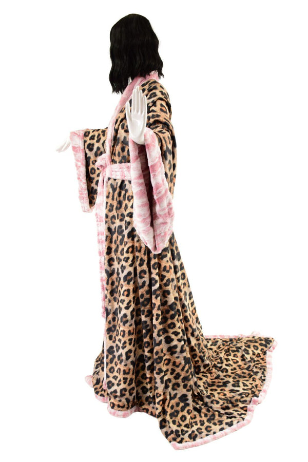 Reversible Minky Faux Fur Puddle Train Robe with Belt - 11