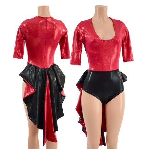 Tuxedo Back Red and Black Romper - Coquetry Clothing