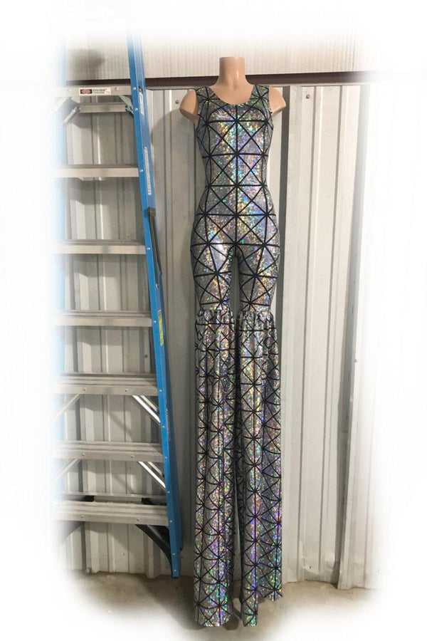 Silver Holographic Twist Back Stilting Costume - 6