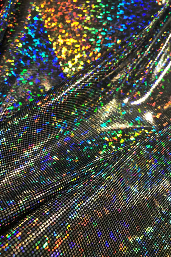 Silver Kaleidoscope Holographic Stretch Fabric - 2