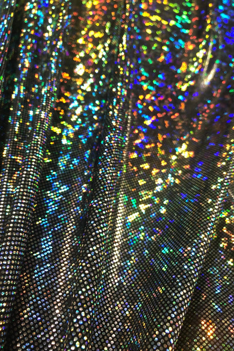 Silver Kaleidoscope Holographic Stretch Fabric - Coquetry Clothing