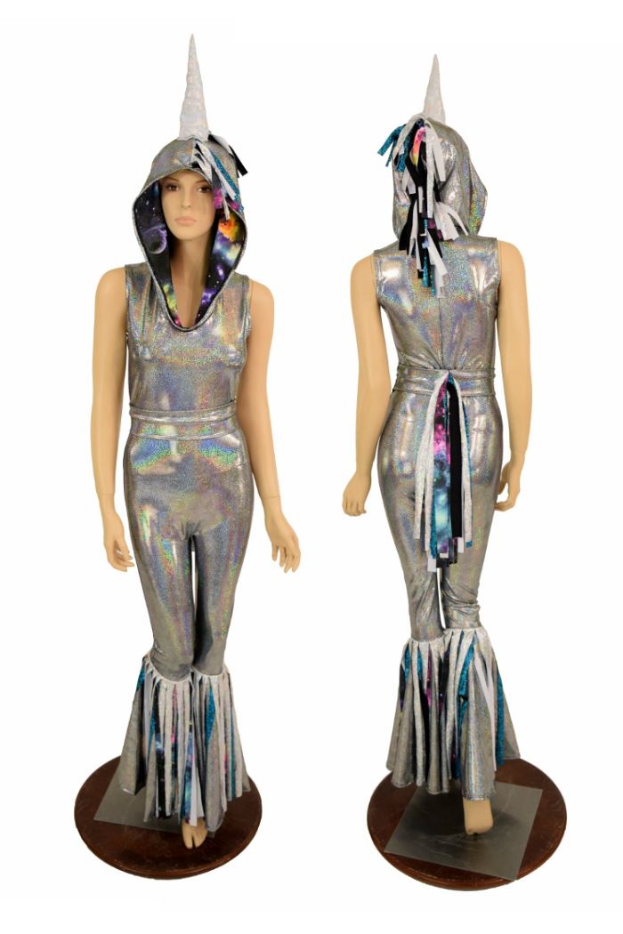 Silver Holographic Space Unicorn Catsuit