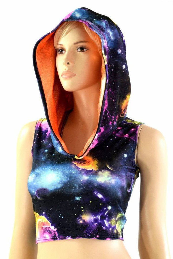 Sleeveless Galaxy Crop Hoodie - 1
