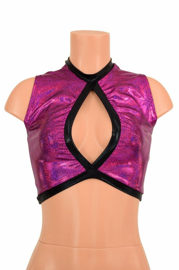 Sleeveless Keyhole Top in Fuchsia - 1