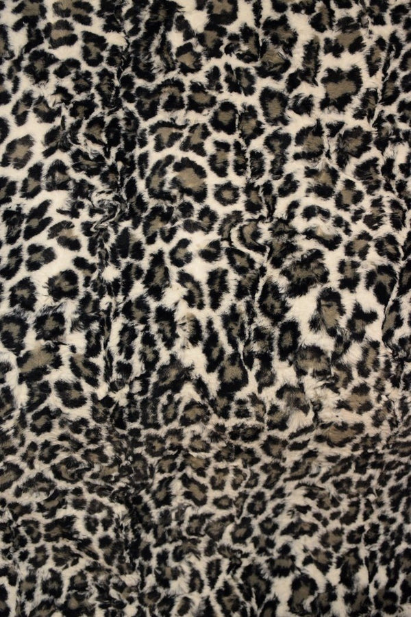 Snow Leopard Minky Faux Fur Fabric - 1