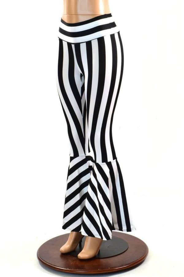 Striped High Waist Bell Bottom Flares - 1