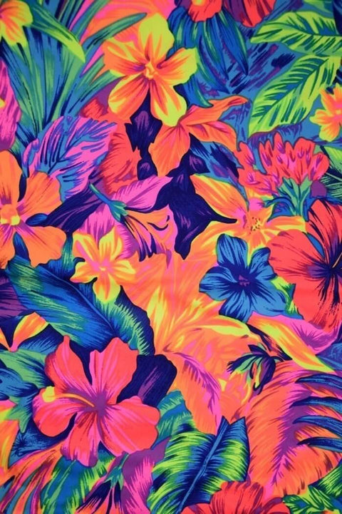 UV Glow Tahitian Floral Fabric - Coquetry Clothing