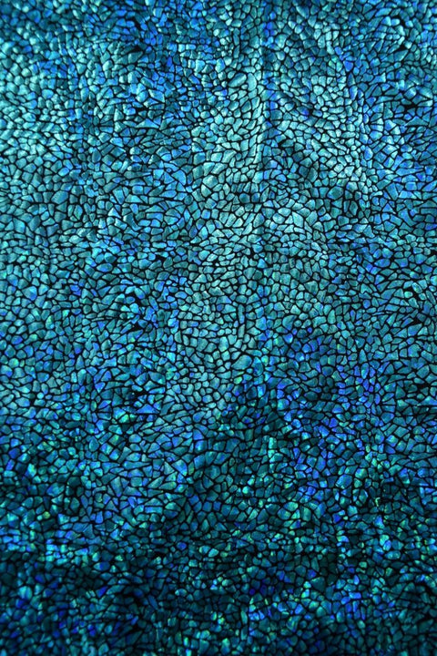 Turquoise on Black Shattered Glass Fabric - Coquetry Clothing